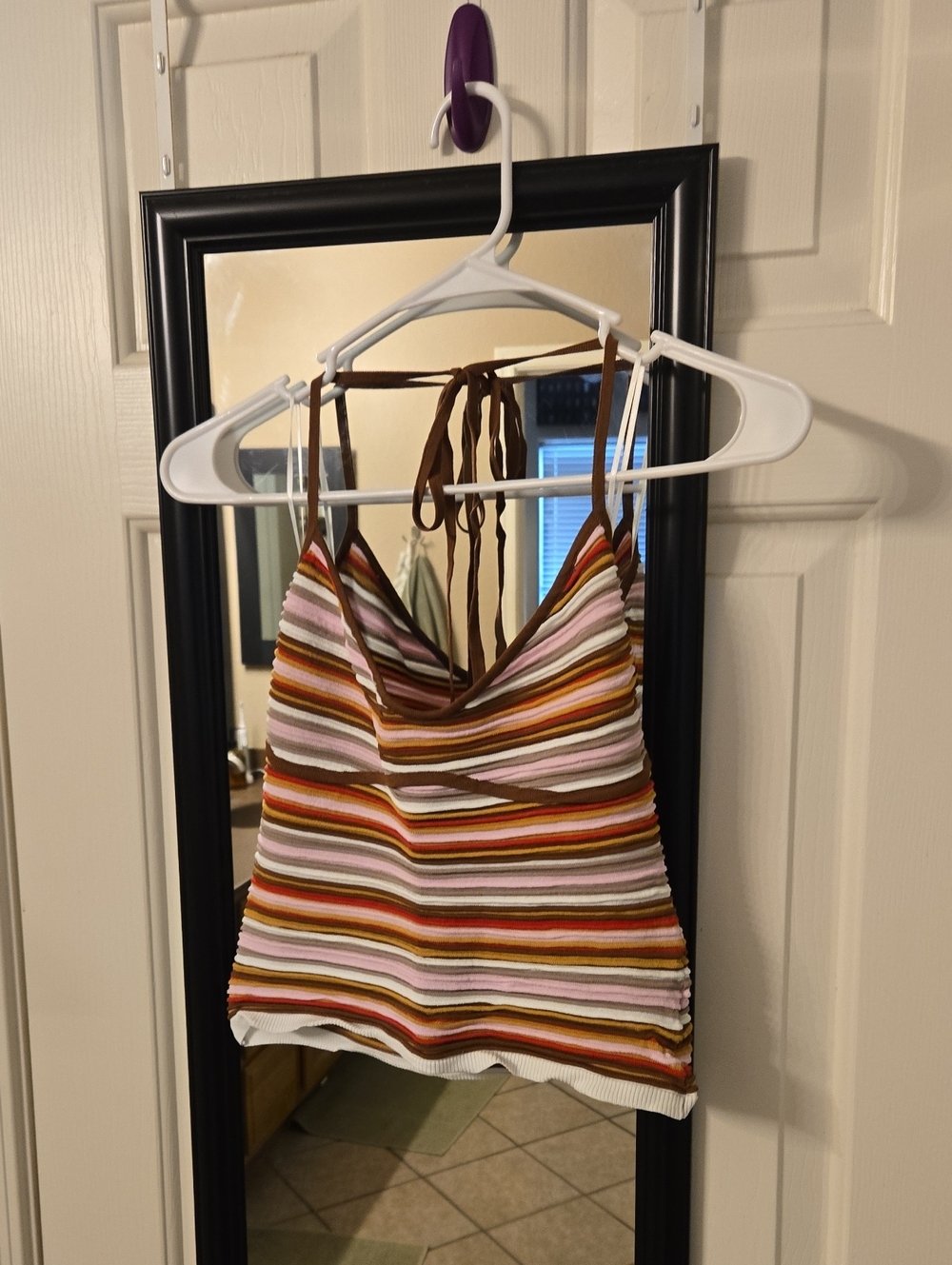 Edikted Striped Halter Cowl Neck Tank Top - Multicolor Sz M